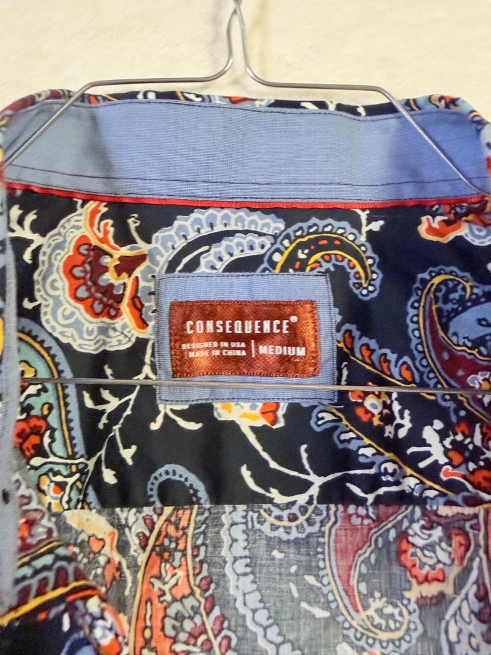 Consequence Paisley Short Sleeve Button Down - M